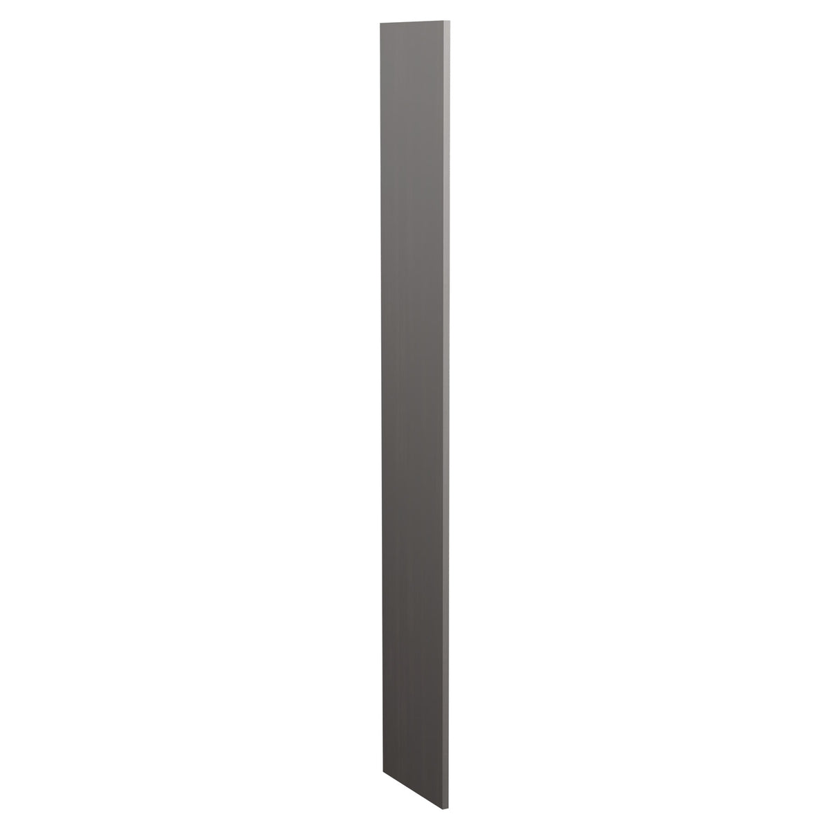 12-inch wood filler panel, medium gray stain with clean chamfered edge