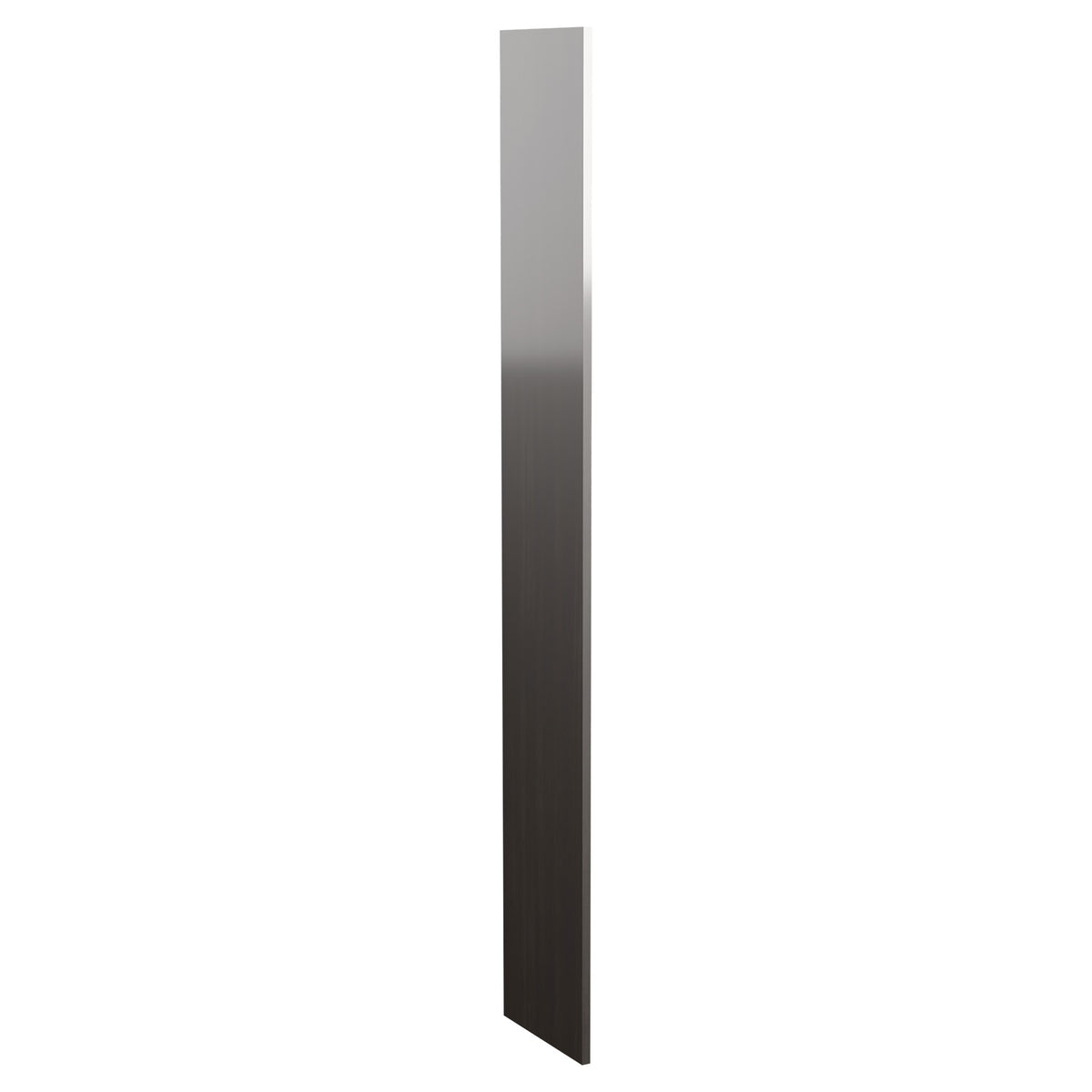 12-inch wood filler panel, dark gray stain with smooth face and straight sides