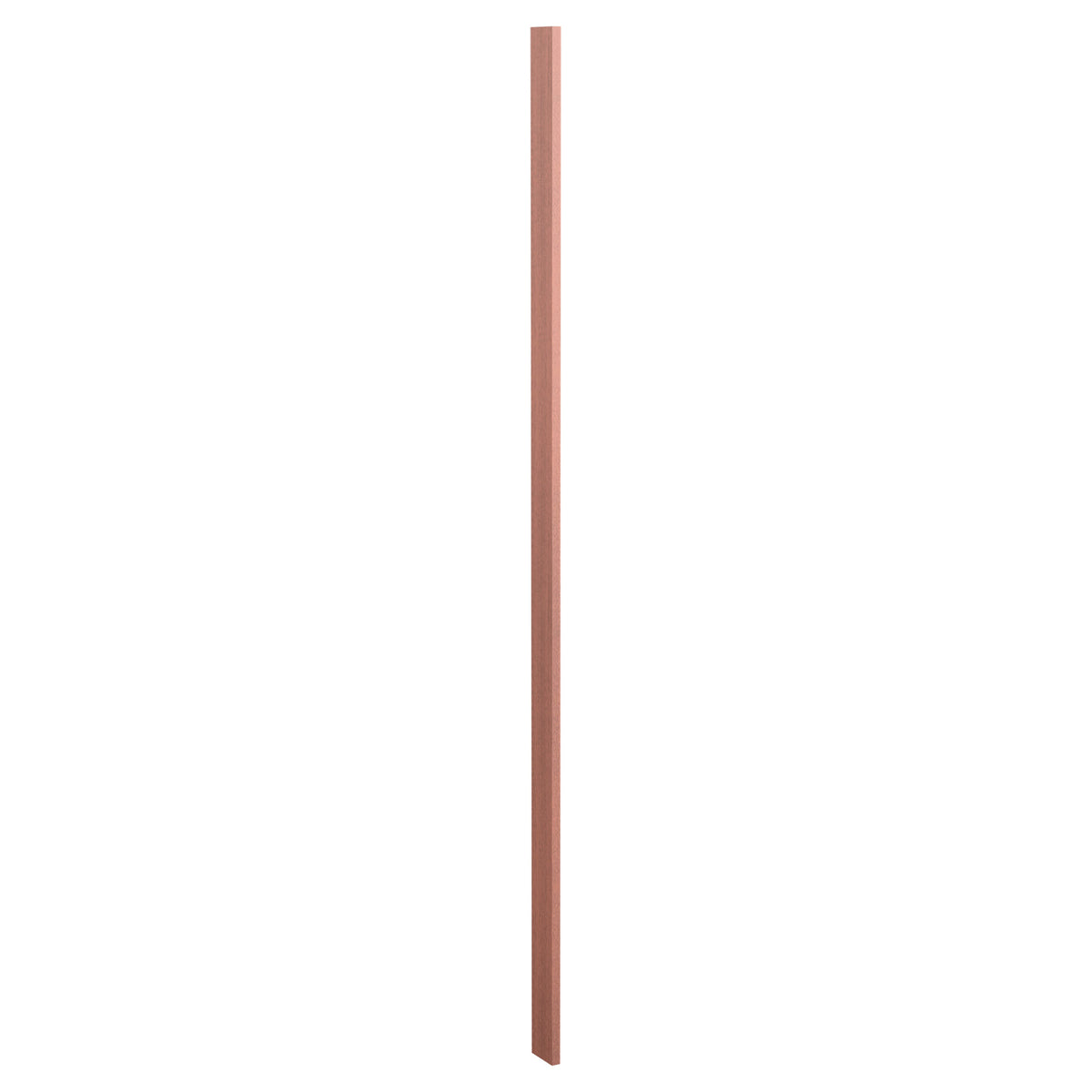 Wood filler strip with warm reddish-brown stain, smooth edges and flat face