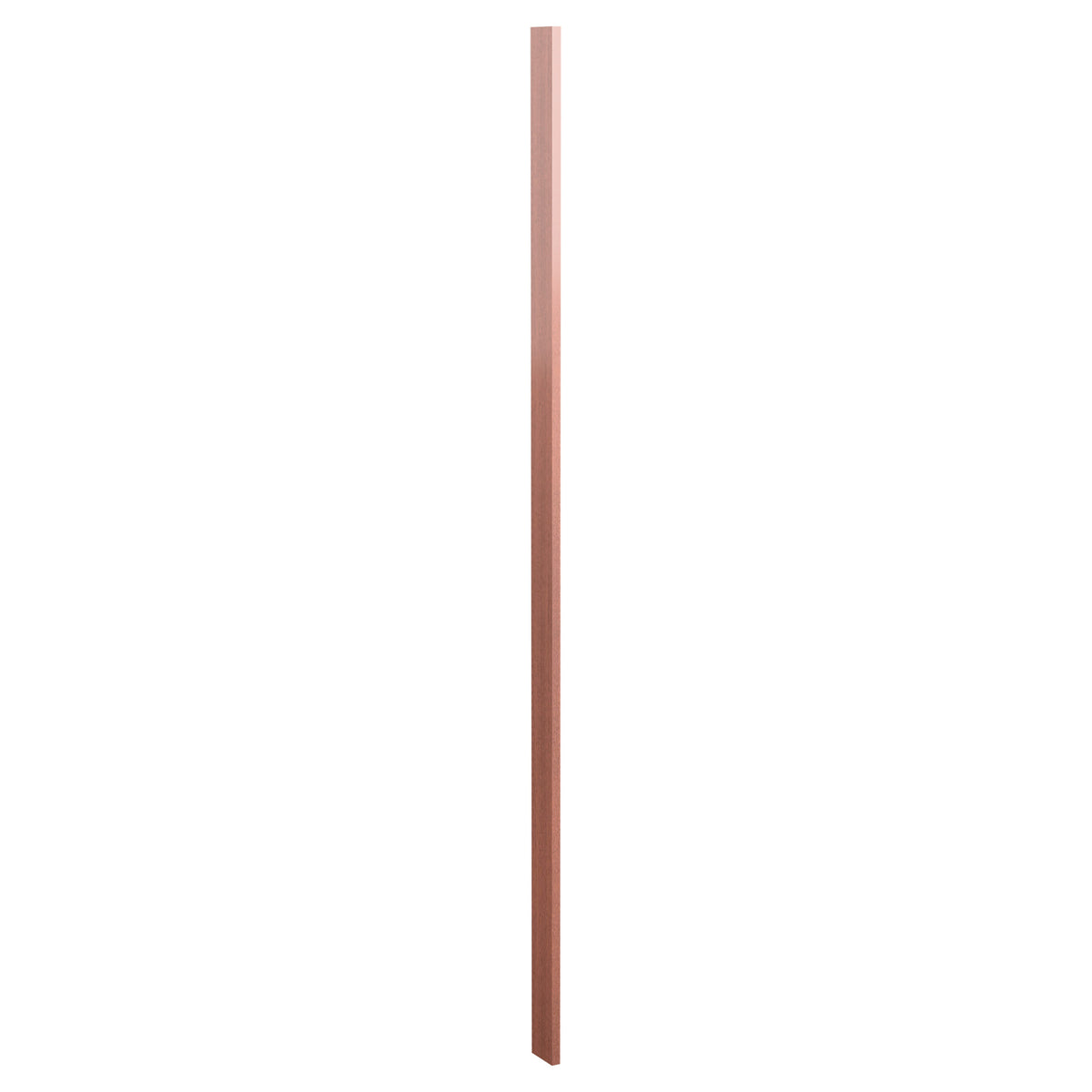 Wood filler strip with medium reddish-brown stain, smooth edges and flat face