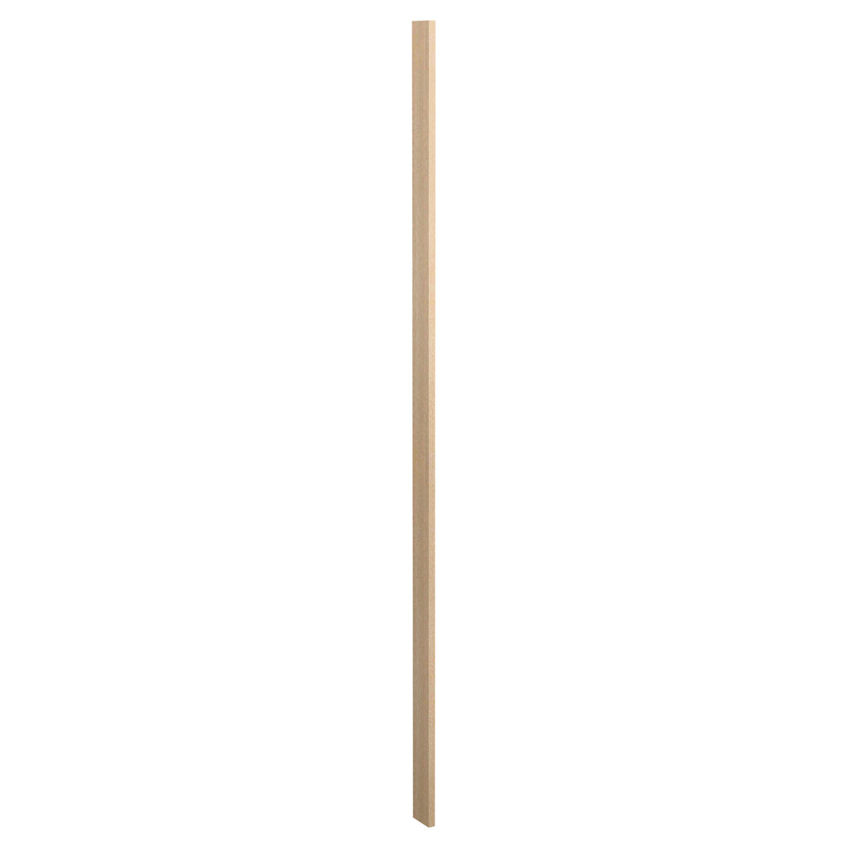 Wood filler strip with light tan stain, smooth edges and flat face