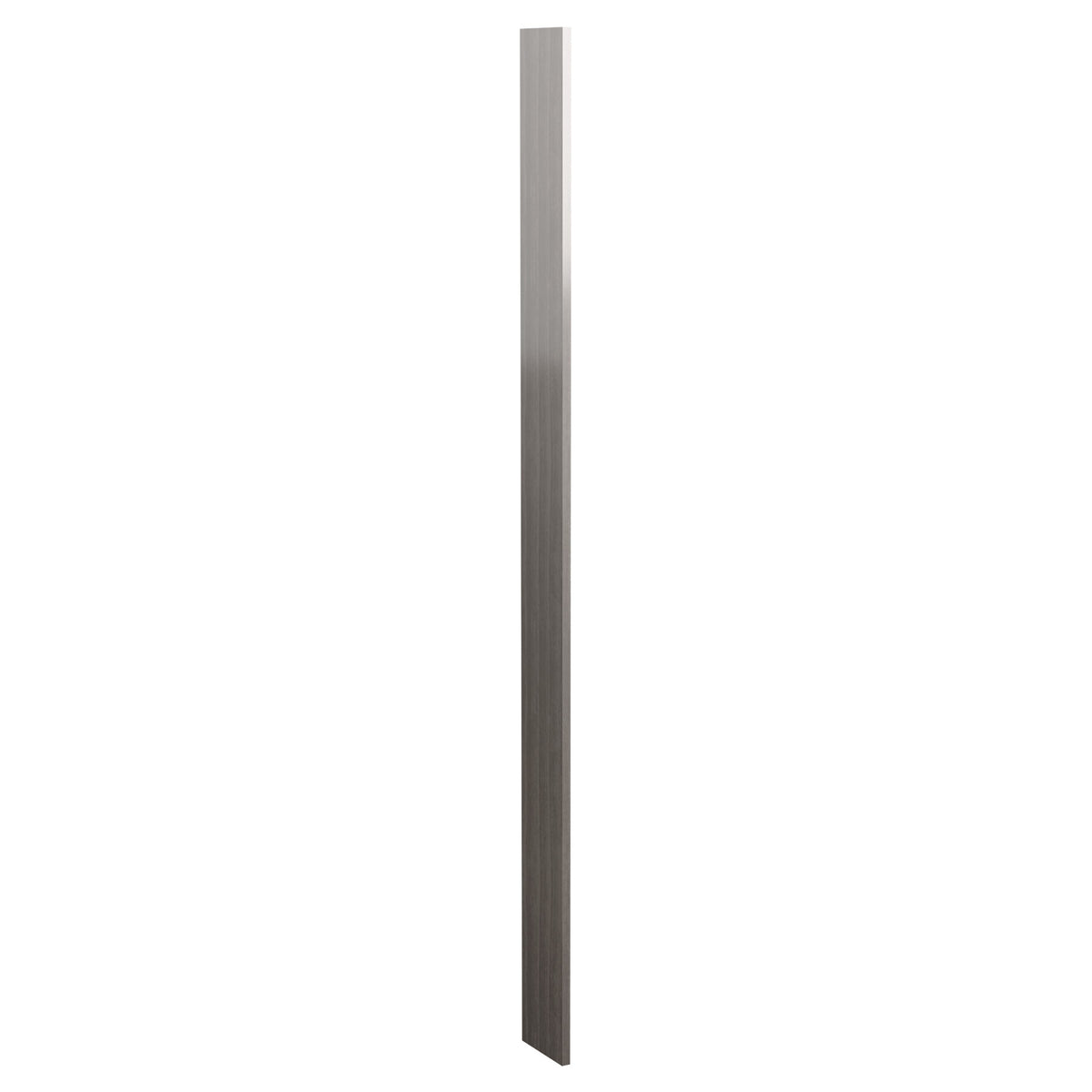 6-inch filler wood panel, darker grey-stained wood strip