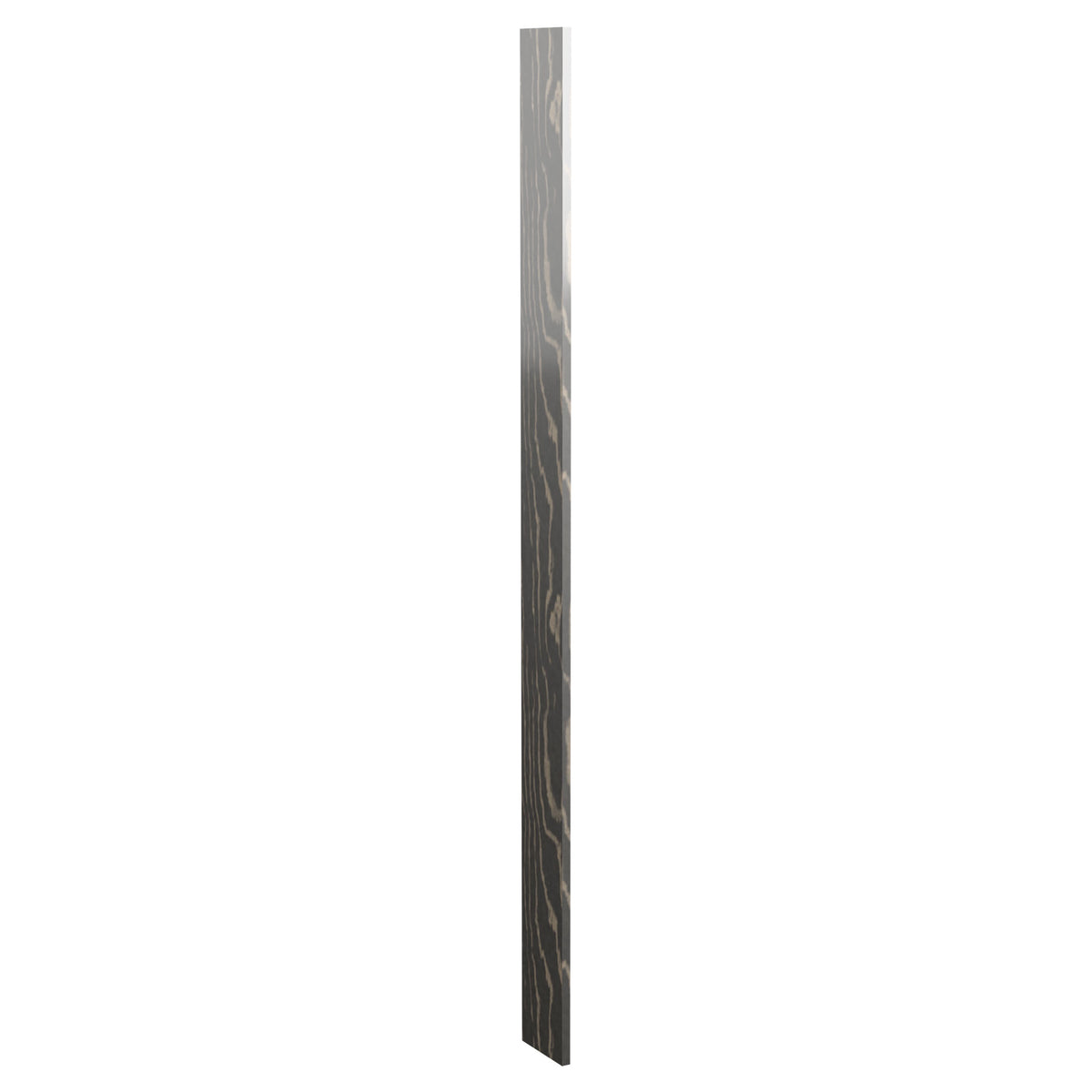 Pre-cut 6 inch wood filler panel, dark brown/black stain with long wood grain lines