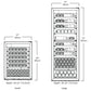 Wine fridge size diagram comparing small and large models with dimensions