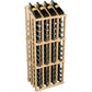 Commercial 52-bottle wine display rack with pale wood frame and bottle slot columns
