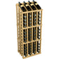 Light wood wine bottle rack front view showing four bottle necks on top and rows below