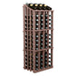 Wood wine bottle display rack with 52 slots, walnut brown frame, front wine holders