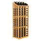 Wine bottle display rack with 52 slots, light wood, front view with bottles on top.