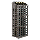 Wine bottle display rack with 52 slots, dark gray wood, front view.