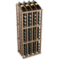 Commercial 52-bottle wine display rack with light wood frame and bottle-neck holders