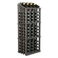Wood wine bottle display rack with 52 bottle compartments, dark gray frame
