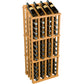 Natural wood wine bottle rack with side view showing 52 bottles in rows