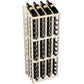White wine bottle display rack with vertical slots and 52 bottles installed
