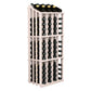 Wood wine bottle display rack with 52 bottle compartments, light frame and top row