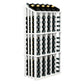 Single-sided wine bottle display rack with 65 slots, white-painted frame and bottle holders