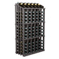 Wine bottle rack with top row of bottle rests and front bottle slots, dark stained wood