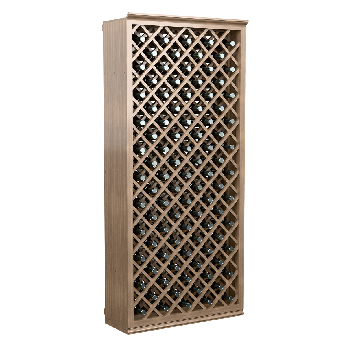 6FT wine bottle cabinet with diamond lattice design and light-toned wood frame