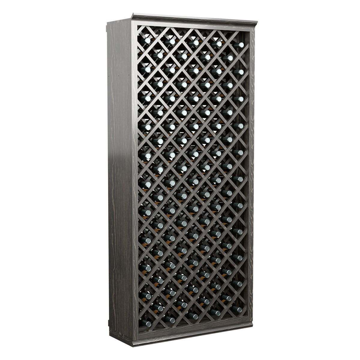 6FT wine bottle storage cabinet, dark grey diamond grid with bottle openings