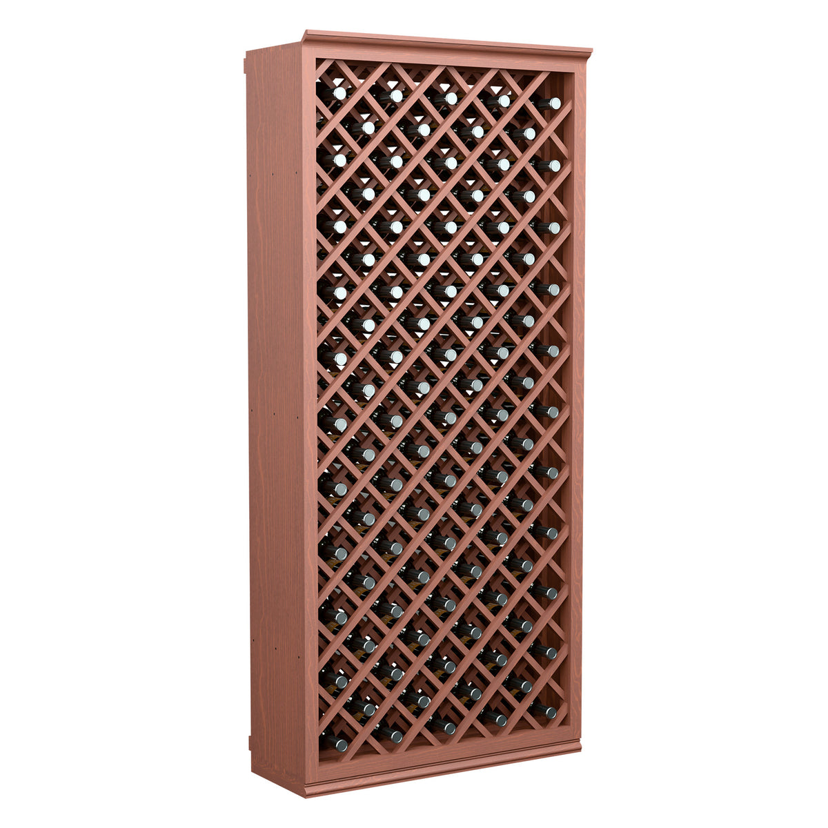 6FT wine bottle storage bin, reddish brown diamond lattice front