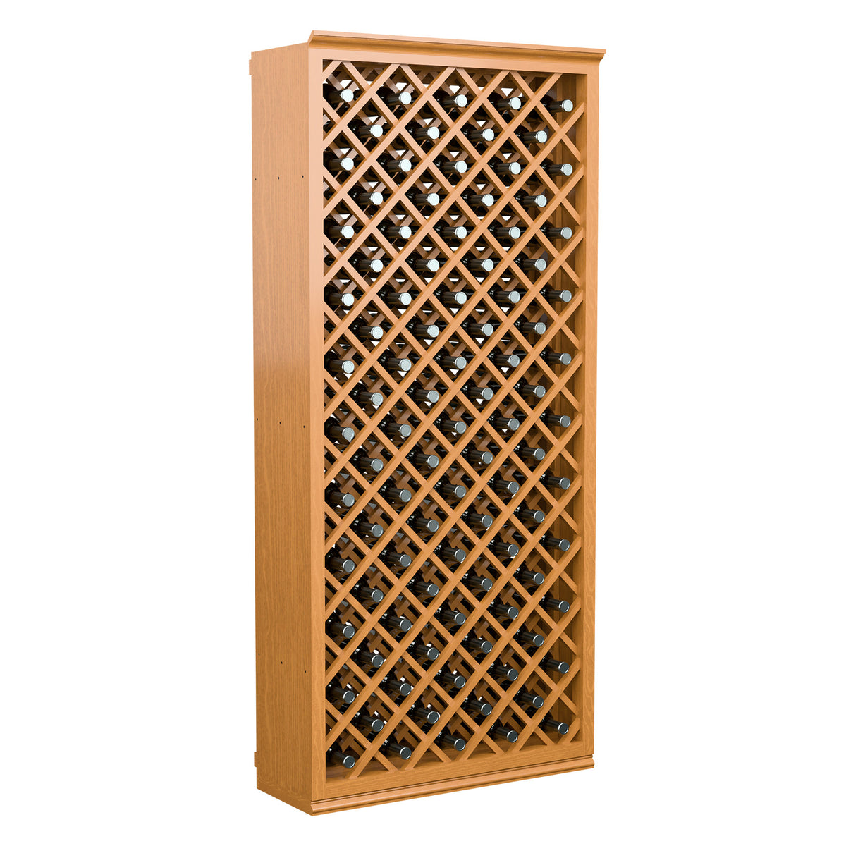 6FT wine bottle storage cabinet with light wood diamond lattice and bottle slots