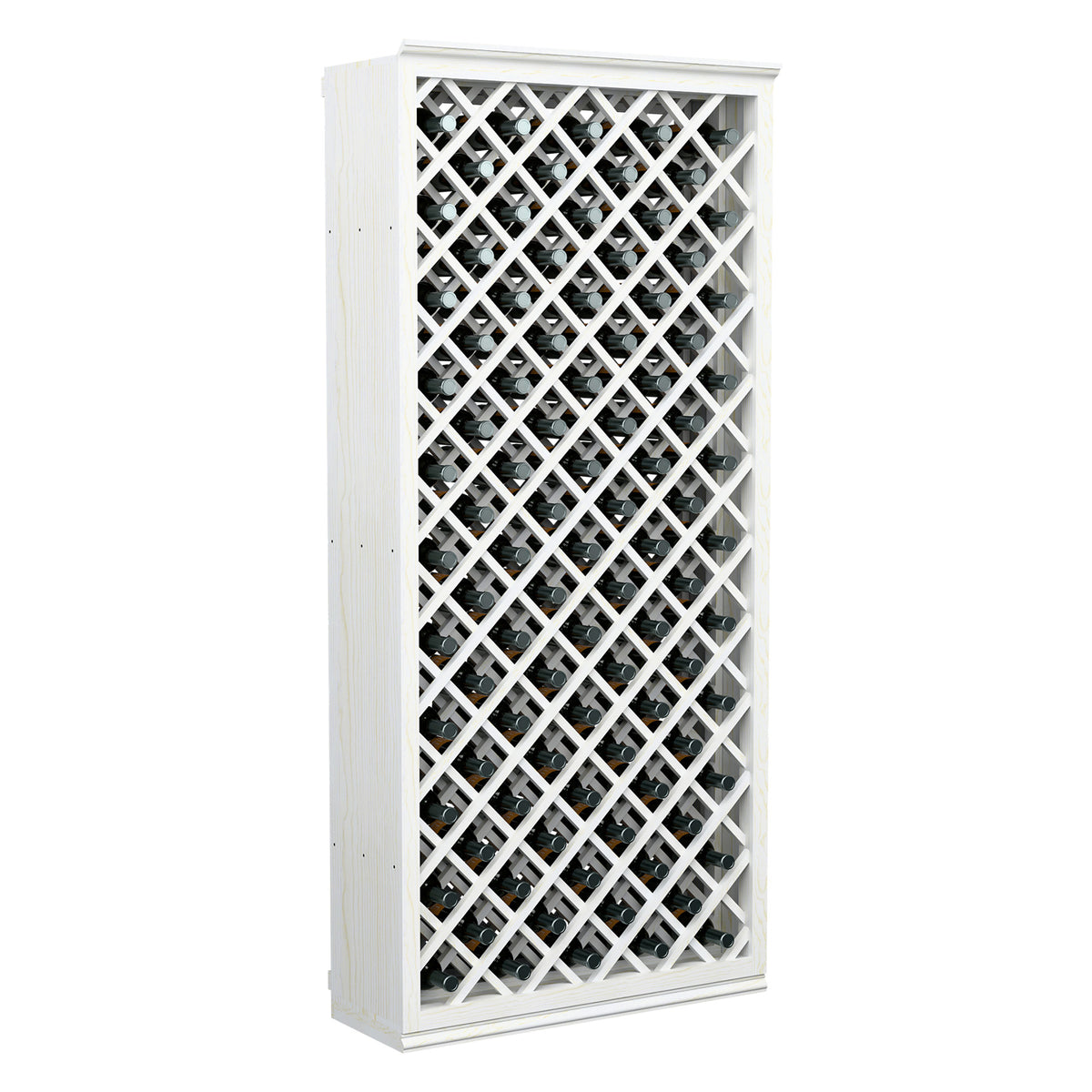 6FT wine bottle storage cabinet with white wood diamond lattice and bottle slots