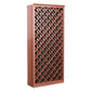 Wine bottle storage cabinet full front view with diamond lattice and red stained sides