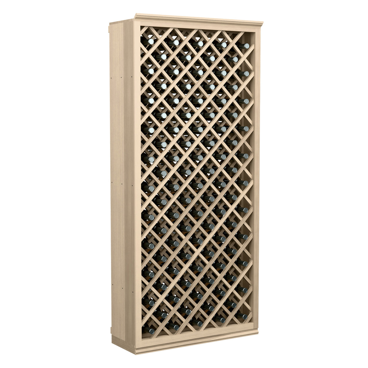 6FT wine bottle storage cabinet with diamond lattice door, light gray wood frame