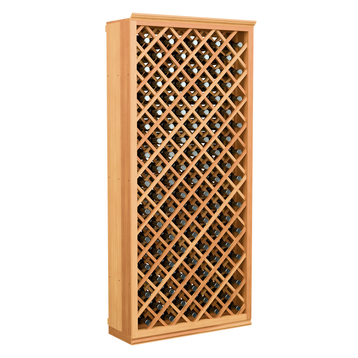6FT wine bottle storage cabinet with diamond lattice door, natural light wood finish