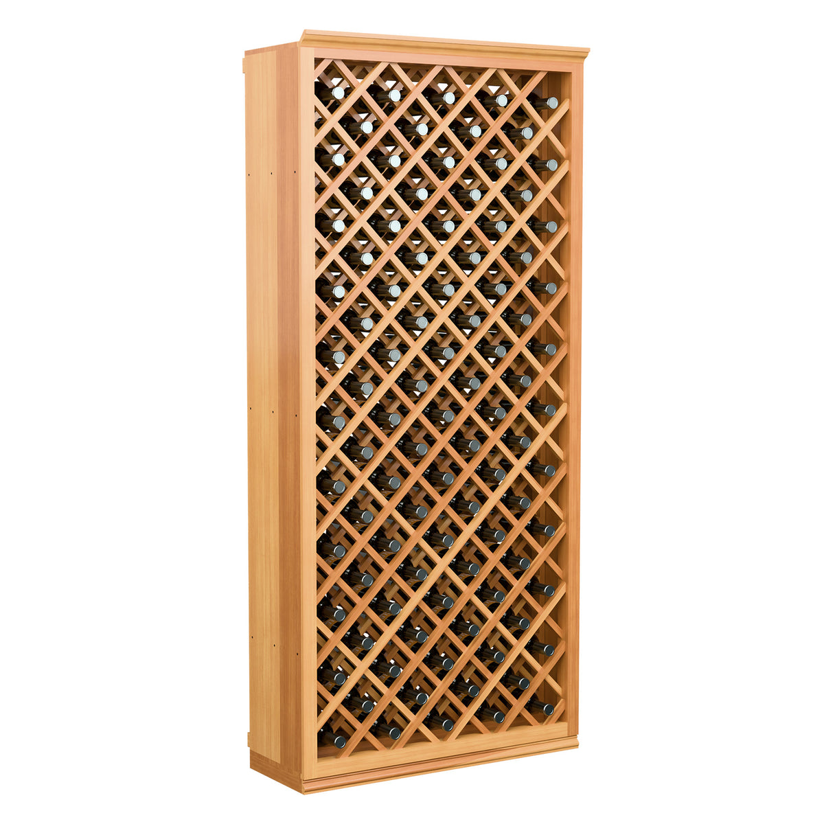 6FT wine bottle storage cabinet with diamond lattice door, natural light wood finish