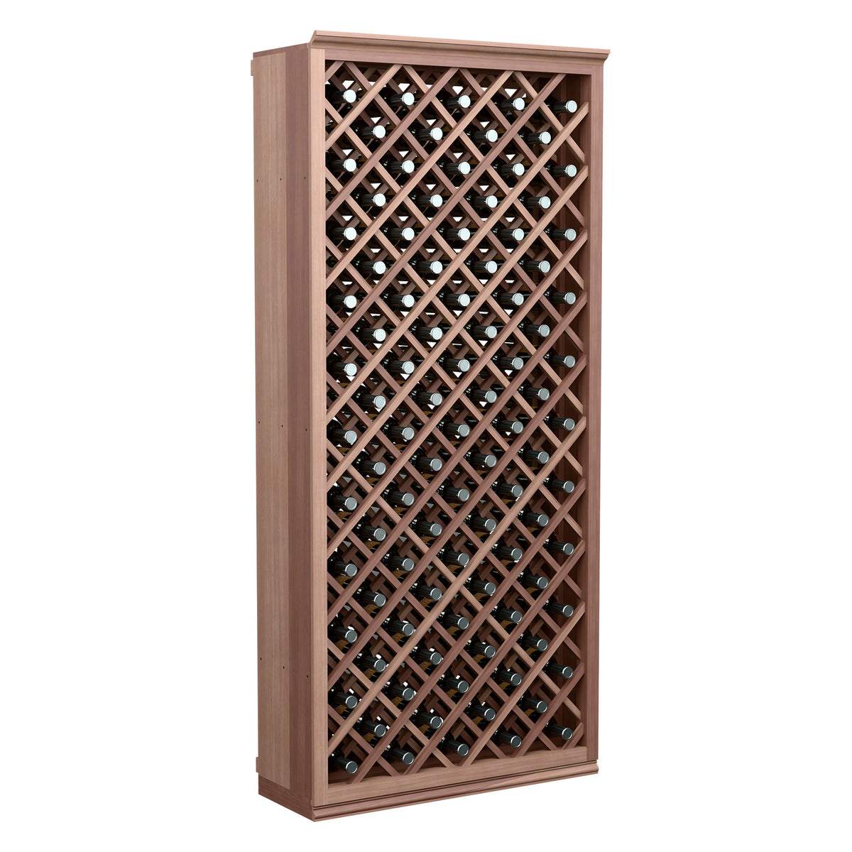 6FT wine bottle storage cabinet with diamond lattice door, dark brown stained wood
