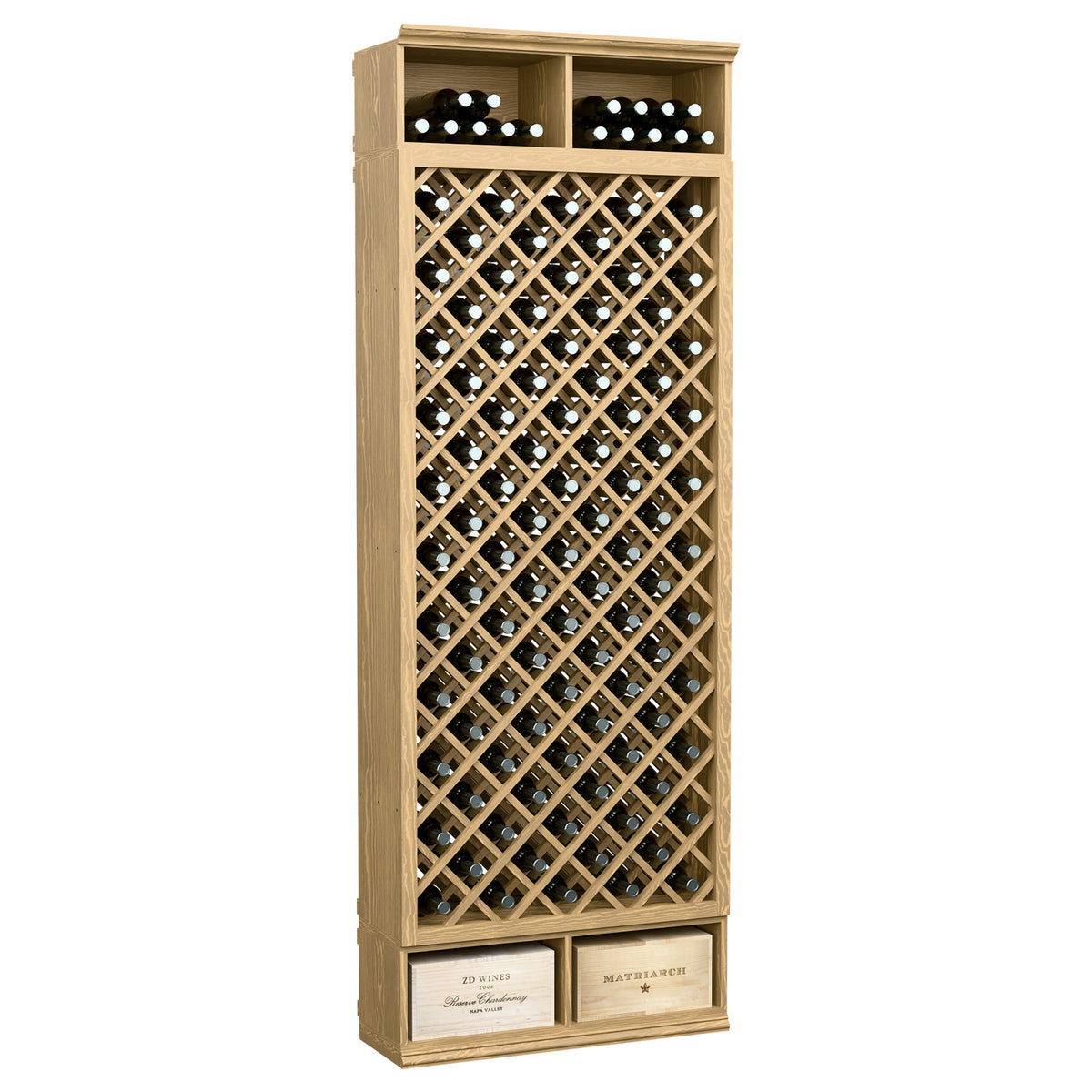 Honey wood 8FT wine bottle storage cabinet with diamond lattice and top bottle rows