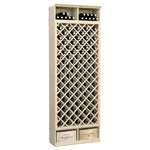 8-ft wooden wine bottle rack in light gray/white featuring diamond-pattern bottle storage