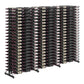 Freestanding double-sided wine bottle rack showing rows of bottles