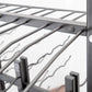 Metal wine rack extension detail with parallel bars and mounting brackets