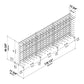 Wire wine bottle rack diagram with rack dimensions and height/width measurements