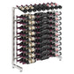 Single-sided wine rack with silver frame and multiple rows of wine bottles
