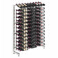 Single-sided wine rack with bottle rows on a silver frame, angled front view.