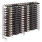 Single-sided wine display rack with bottles mounted in a white metal frame.