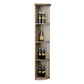 Lattice quarter-round wine shelf tower with round base, dark wine bottle arrangement