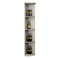 Lattice quarter-round wine shelf with round base, light gray wood, bottle display stand