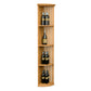 Quarter-round lattice wine shelf with round base, light wood finish, 6 ft tall