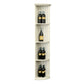 Quarter-round lattice wine shelf with round base, white wood finish, 6 ft tall