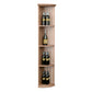 Lattice quarter-round wine shelf with round base, light wood, four curved tiers