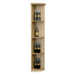 Lattice quarter-round wine shelf with round base, light wood, full view