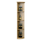 Lattice quarter-round wine shelf with round base, light wood, four bottle shelves