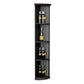 Black lattice quarter-round shelf with three tiers and round base