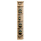 Light wood lattice wine shelf with round base, bottle slots and two top lights