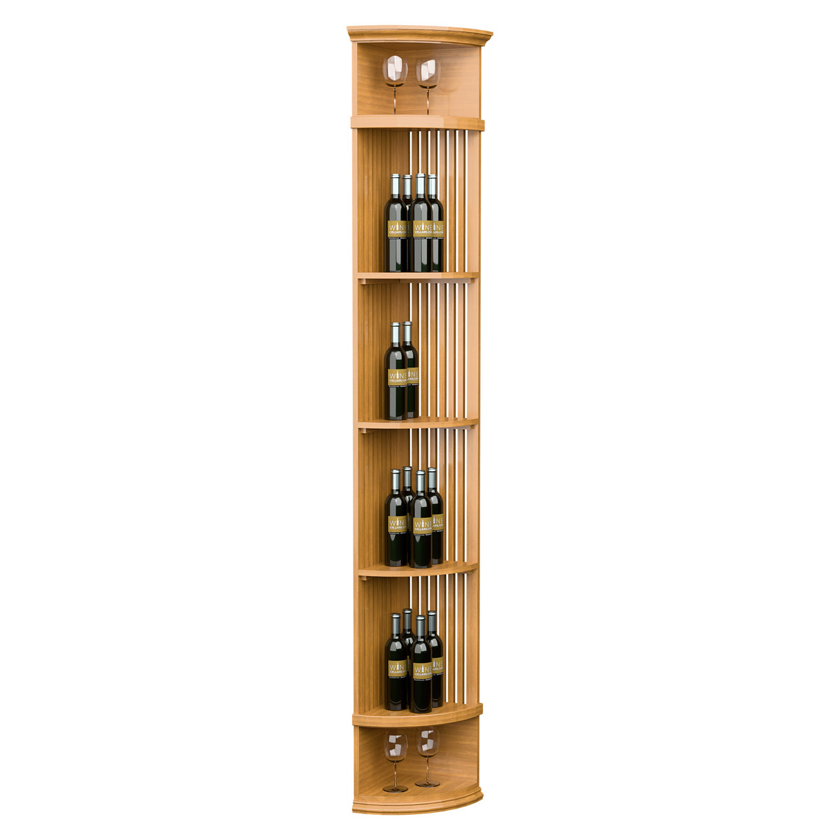 Honey lattice quarter-round wine shelf with round base and bottle storage racks