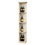 Lattice quarter round wine shelf on square base, light wood, stacked bottle storage