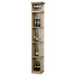 Natural light lattice wine bottle shelf with square base, 7 ft tall